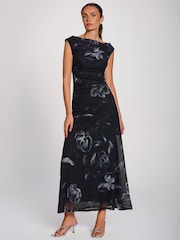 Jolie Moi Black Multiway Neckline Mesh Maxi Dress - Image 1 of 6