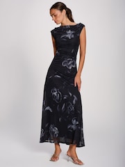 Jolie Moi Black Multiway Neckline Mesh Maxi Dress - Image 4 of 6