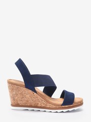 Marineblau - Forever Comfort® Schuhe mit Keilabsatz und elastischen Riemen - Bild 1 von 4