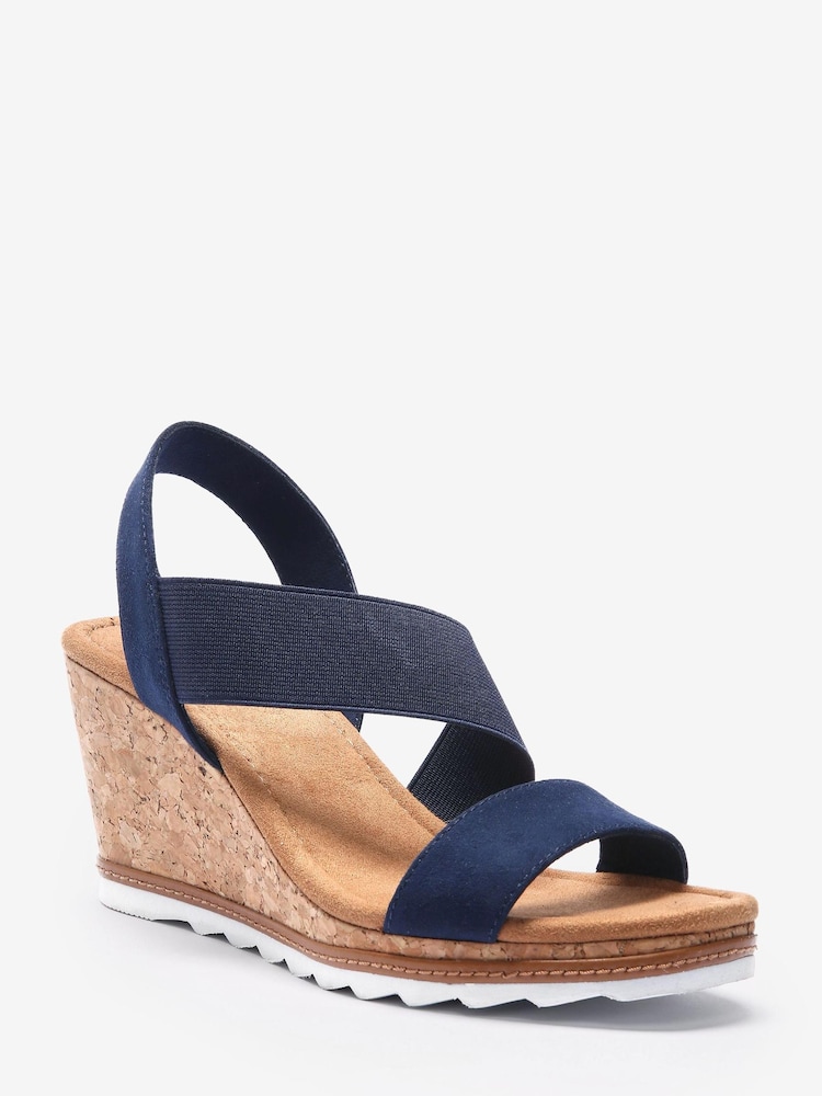 Marineblau - Forever Comfort® Schuhe mit Keilabsatz und elastischen Riemen - Bild 2 von 4