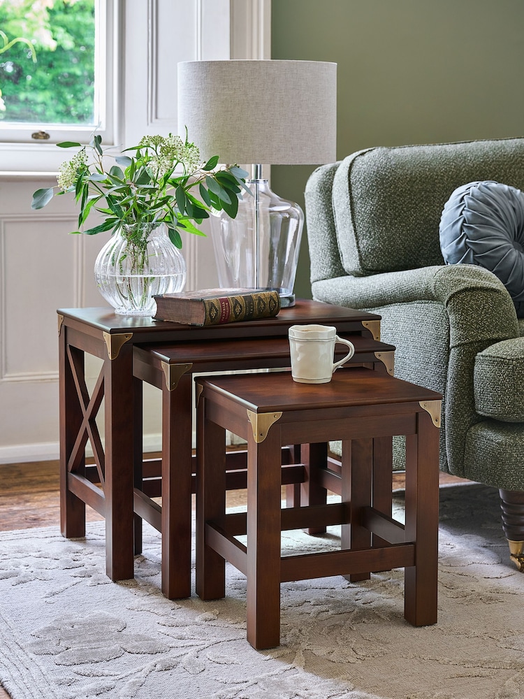 Laura Ashley Dark Chestnut Balmoral Nest Of 3 Tables - Image 1 of 6