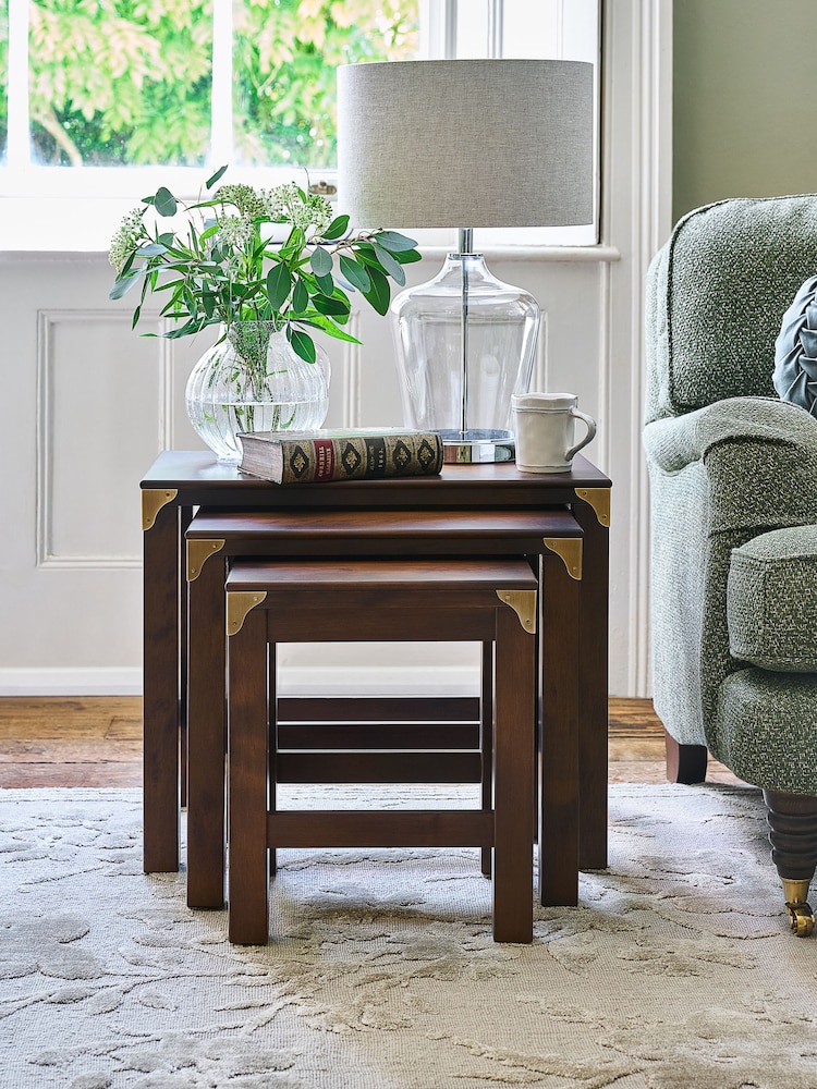 Laura Ashley Dark Chestnut Balmoral Nest Of 3 Tables - Image 2 of 6
