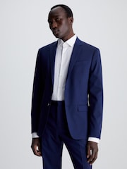 Calvin Klein Blue Stretch Wool Slim Blazer - Image 1 of 6