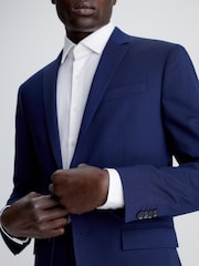 Calvin Klein Blue Stretch Wool Slim Blazer - Image 4 of 6