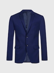 Calvin Klein Blue Stretch Wool Slim Blazer - Image 5 of 6