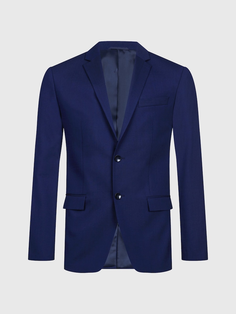 Calvin Klein Blue Stretch Wool Slim Blazer - Image 5 of 6