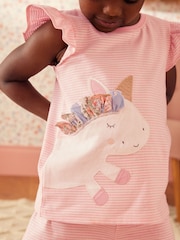 Rose/bleu motif licorne - 100Pyjama court en coton % 3 Lot (9mths-8yrs) - Image 3 de 10