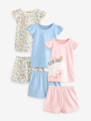 Rose/bleu motif licorne - 100Pyjama court en coton % 3 Lot (9mths-8yrs) - Image 4 de 10