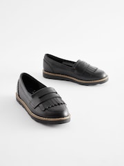 Black Leather Tassel Loafer School Shoes - Image 1 of 6