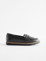 Black Leather Tassel Loafer School Shoes - Image 2 of 6