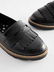 Black Leather Tassel Loafer School Shoes - Image 3 of 6