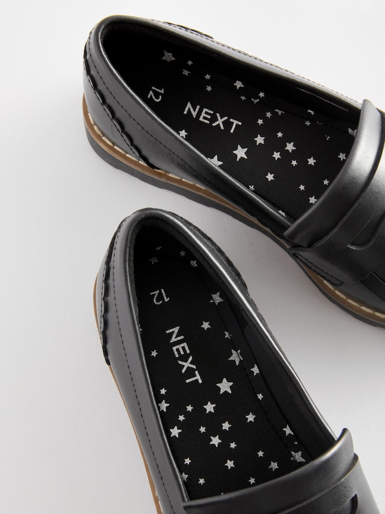 Black Leather Tassel Loafer School Shoes - Image 6 of 6