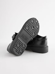 Matt Black Wide Fit (G) Leather Bow Chunky Mary Jane School Shoes - Image 5 of 7