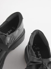 Matt Black Wide Fit (G) Leather Bow Chunky Mary Jane School Shoes - Image 7 of 7