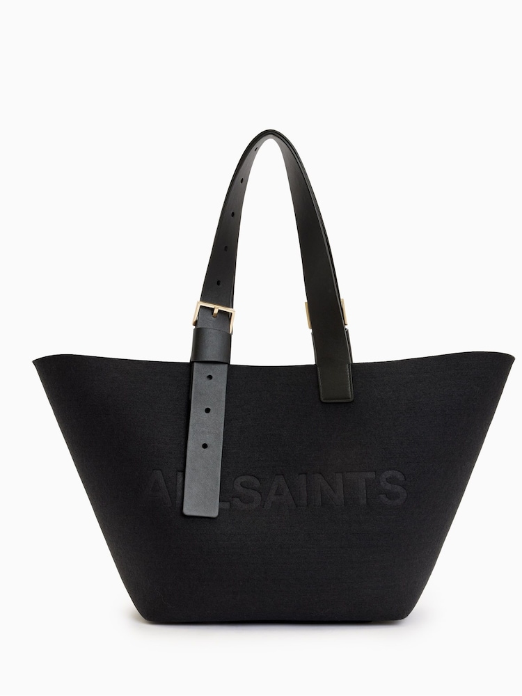AllSaints Black Anik Felt Tote Bag - Image 1 of 6