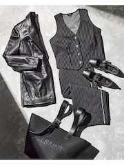 AllSaints Black Anik Felt Tote Bag - Image 6 of 6