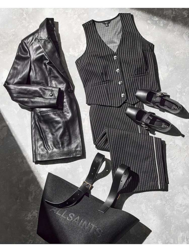 AllSaints Black Anik Felt Tote Bag - Image 6 of 6