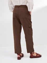 Brown Smart Utility Cargo Belted Taper Trousers - Image 3 of 6