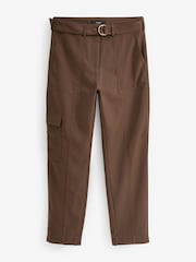 Brown Smart Utility Cargo Belted Taper Trousers - Image 5 of 6