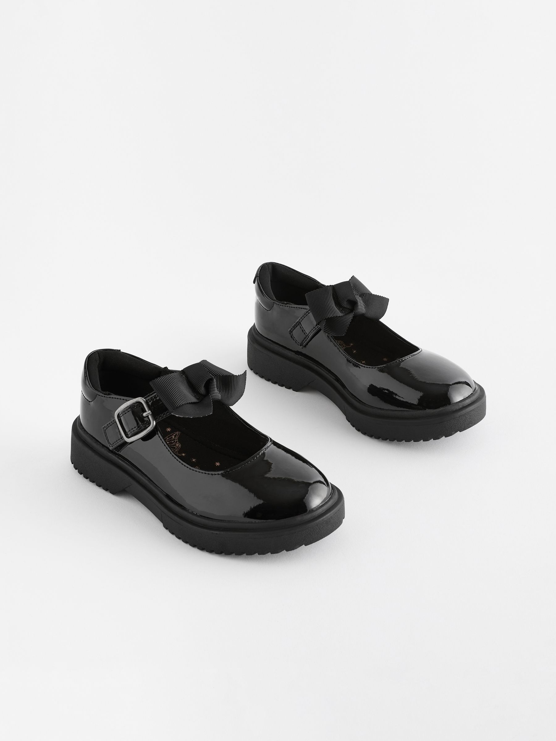 Buy Black Patent Wide Fit G Bow Chunky Mary Jane School Shoes from the Next UK online shop