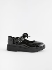 Black Patent Wide Fit (G) Bow Chunky Mary Jane School Shoes - Image 2 of 10