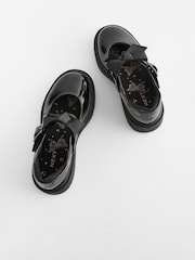 Black Patent Wide Fit (G) Bow Chunky Mary Jane School Shoes - Image 3 of 10