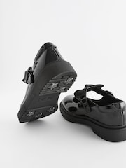 Black Patent Wide Fit (G) Bow Chunky Mary Jane School Shoes - Image 5 of 10