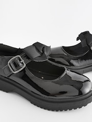 Black Patent Wide Fit (G) Bow Chunky Mary Jane School Shoes - Image 7 of 10