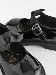 Black Patent Wide Fit (G) Bow Chunky Mary Jane School Shoes - Image 8 of 10
