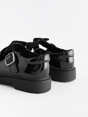 Black Patent Wide Fit (G) Bow Chunky Mary Jane School Shoes - Image 9 of 10