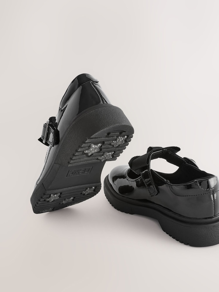Black Patent Wide Fit (G) Bow Chunky Mary Jane School Shoes - Image 9 of 9 Black Patent Wide Fit (G) Bow Chunky Mary Jane School Shoes - Image 9 of 9