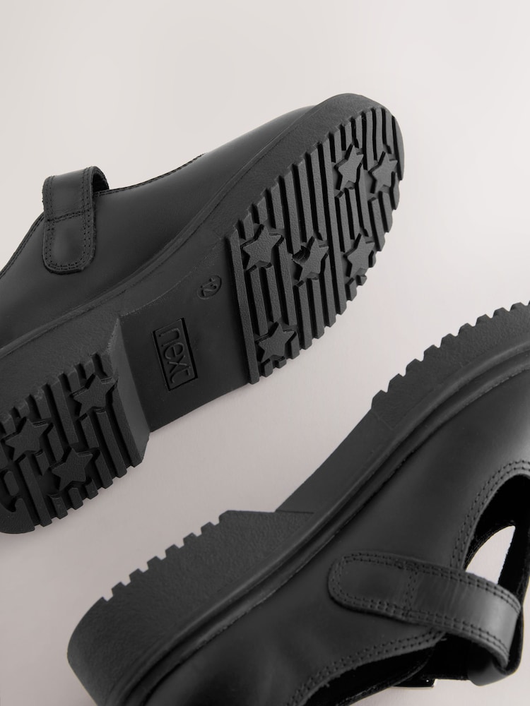 Matt Black Leather T-Bar Chunky School Shoes - Image 6 of 6 Matt Black Leather T-Bar Chunky School Shoes - Image 6 of 6
