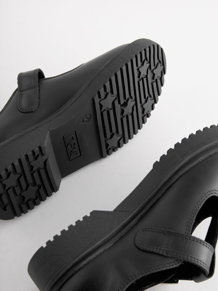 Matt Black Leather T-Bar Chunky School Shoes - Image 7 of 7