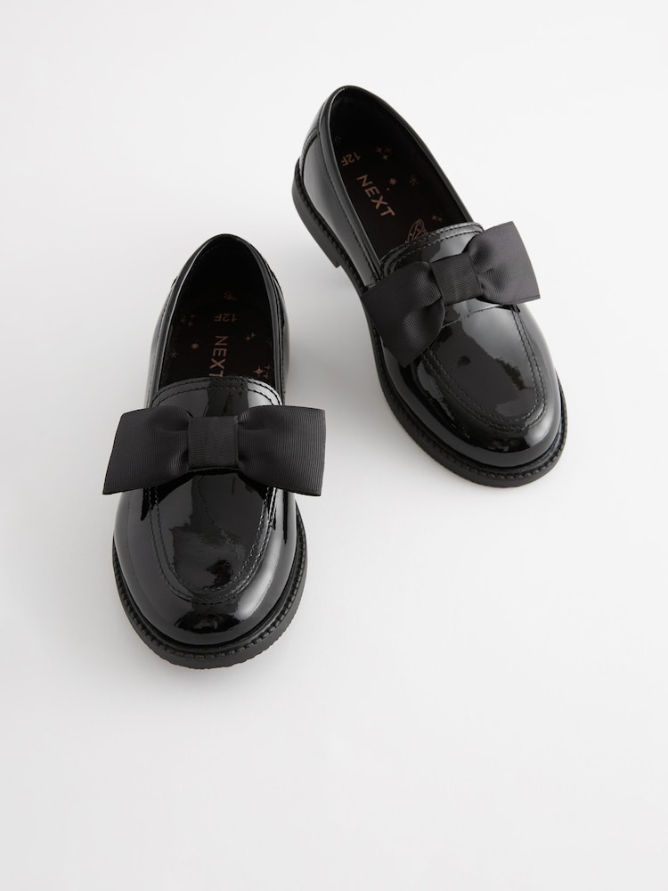 Charol negro - Mocasines escolares de cuero con lazo - Imagen 1 de 6 Charol negro - Mocasines escolares de cuero con lazo - Imagen 1 de 6