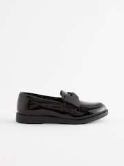 Black Patent Standard Fit (F) Leather Bow Loafer School Shoes - Image 2 of 6