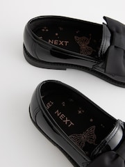 Black Patent Standard Fit (F) Leather Bow Loafer School Shoes - Image 5 of 6
