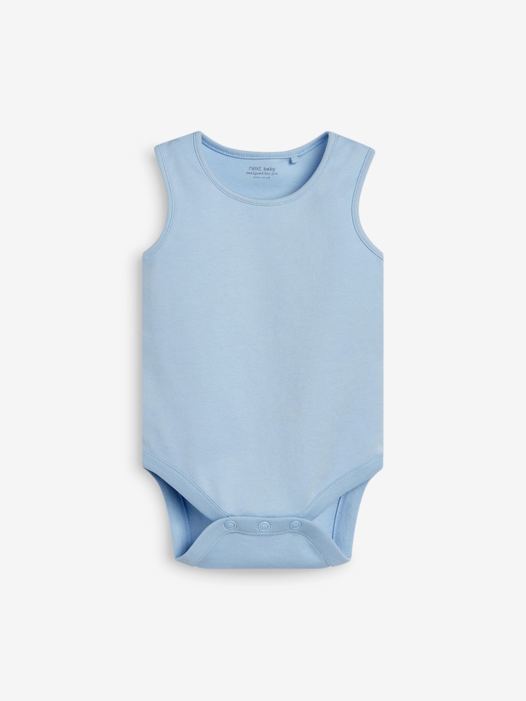 Blue 7 Pack Baby Vest Bodysuits - Image 4 of 8