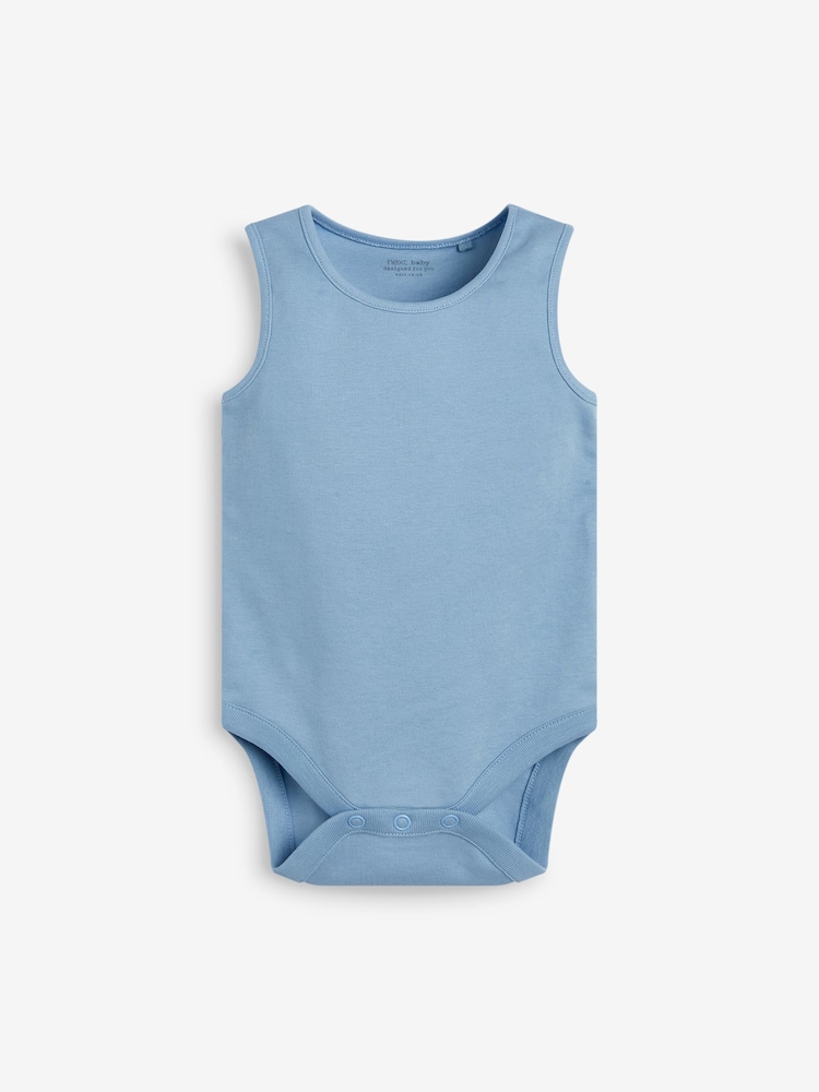 Blue 7 Pack Baby Vest Bodysuits - Image 6 of 8