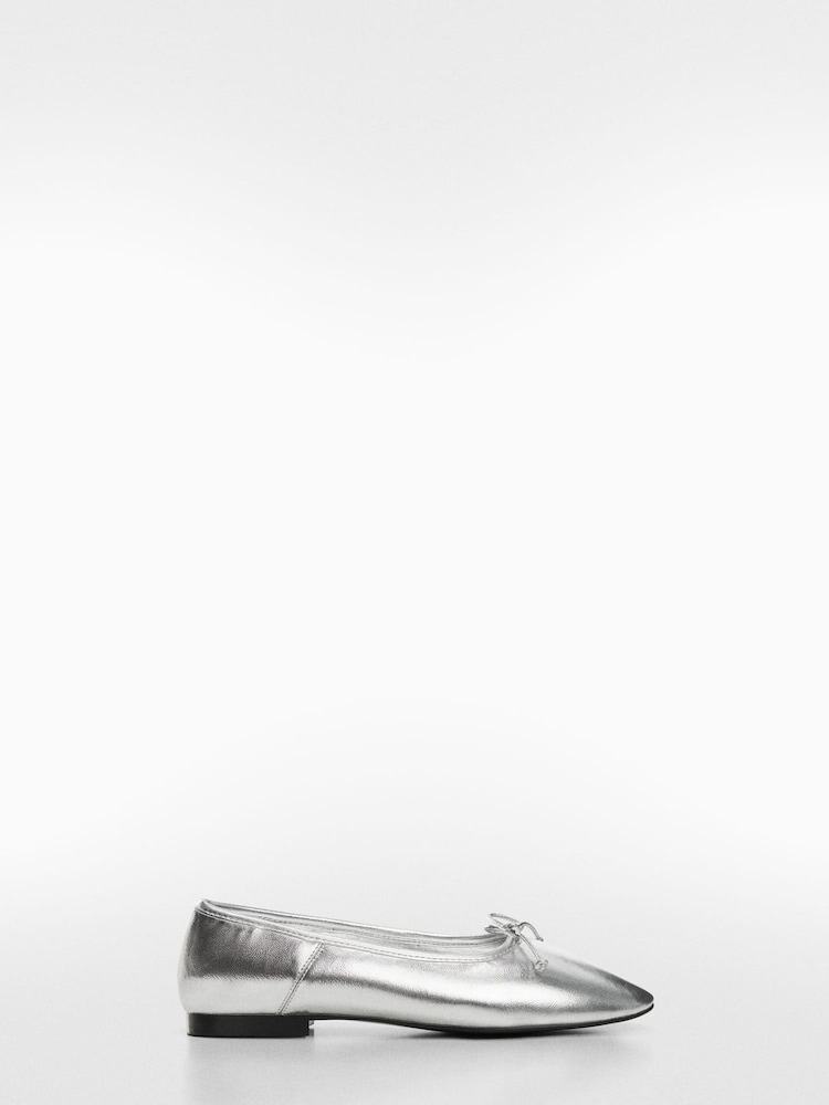 Mango Silver Metallic Ballerinas - Image 1 of 4