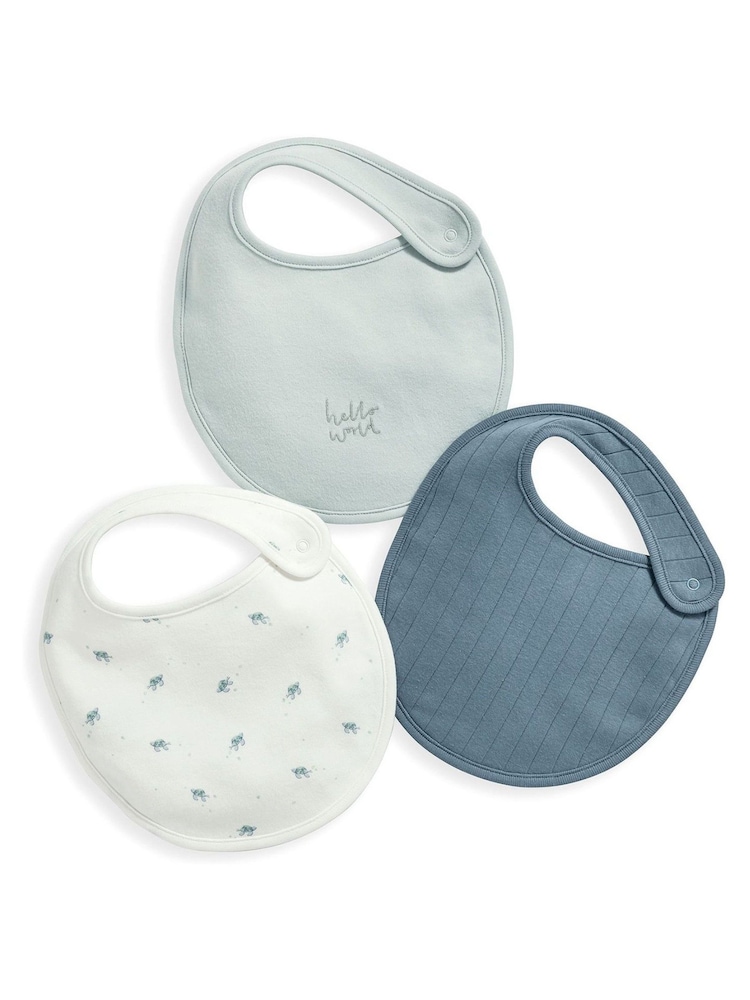 Mamas & Papas Turtle 100% Cotton Bib Set 3 Pack - Image 1 of 1