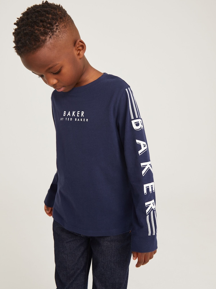 Baker by Ted Baker Long Sleeve Logo 100% Cotton T-Shirt - Image 1 of 6
