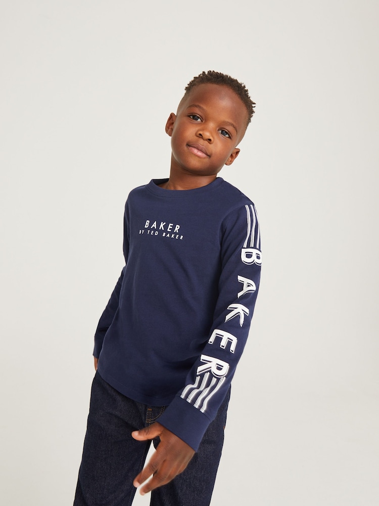 Baker by Ted Baker Long Sleeve Logo 100% Cotton T-Shirt - Image 2 of 6