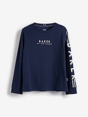 Baker by Ted Baker Long Sleeve Logo 100% Cotton T-Shirt - Image 4 of 6