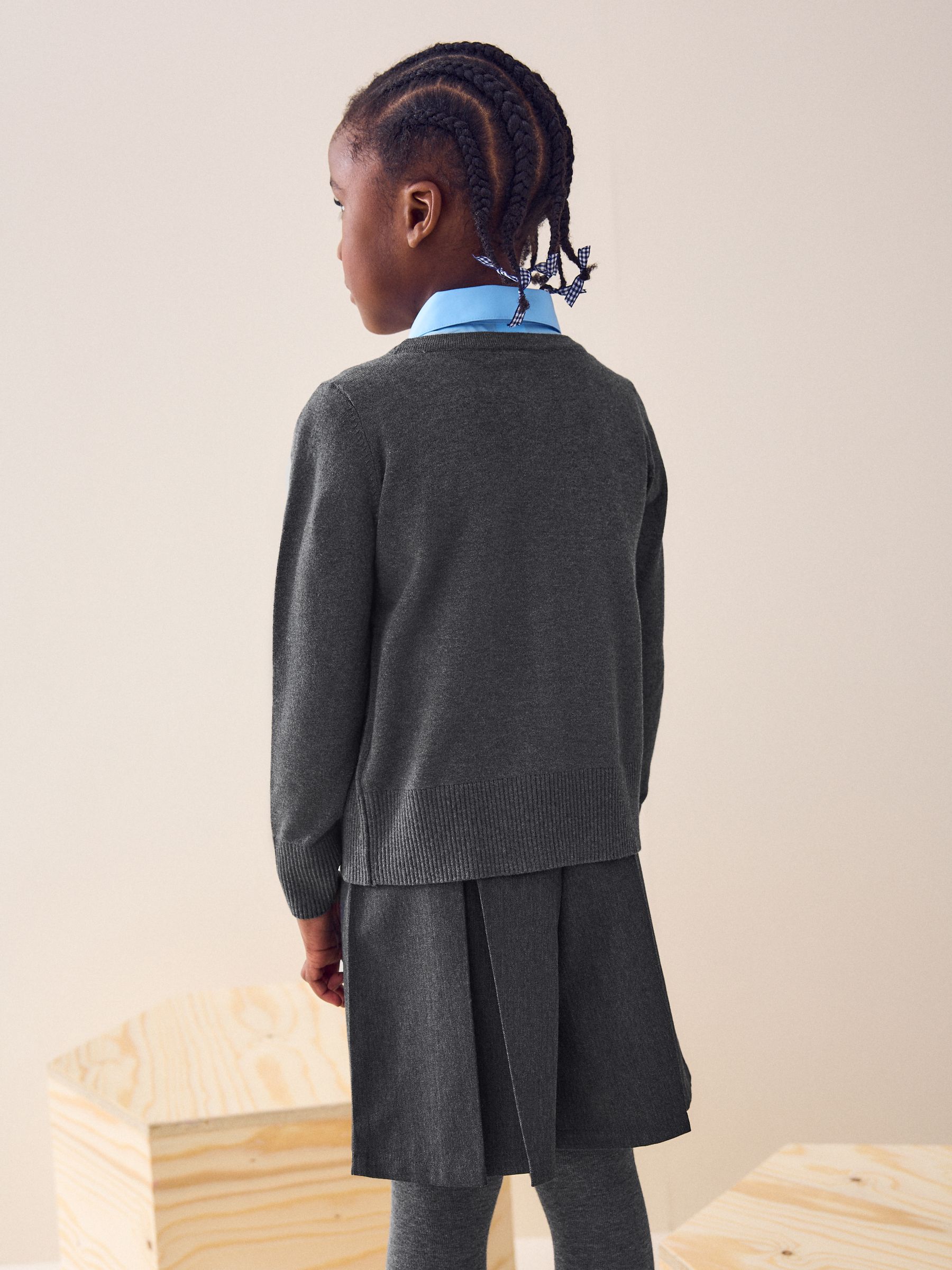 Buy Grey Cotton Rich School V-Neck Cardigan (3-16yrs) from the