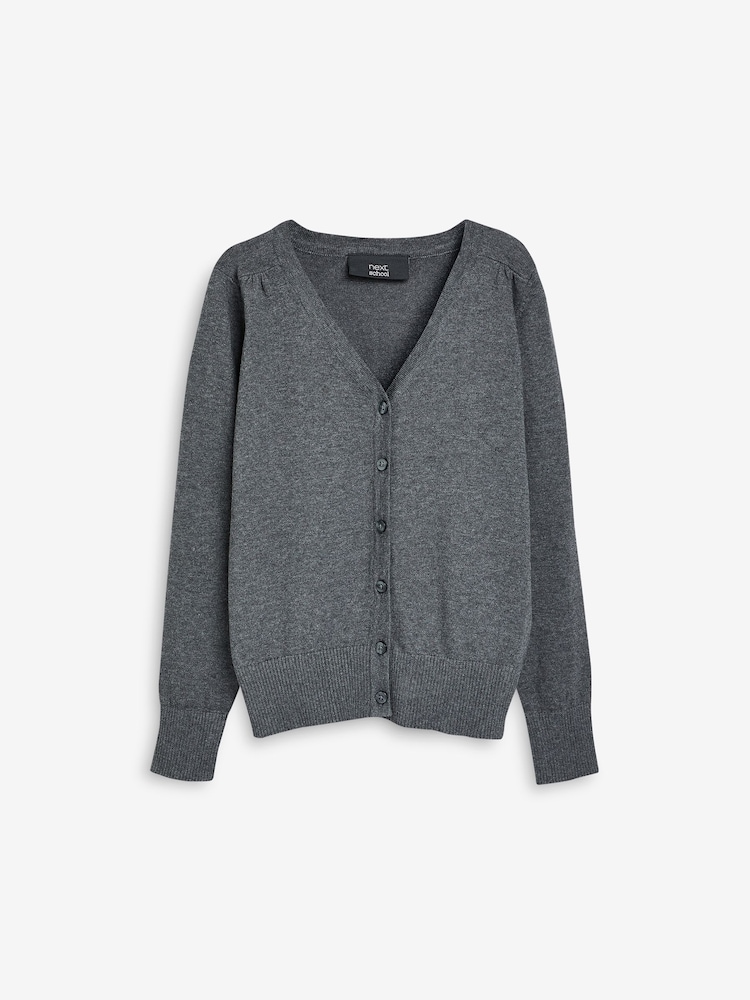 Grey Cotton Rich School V-Neck Cardigan (3-16yrs) - Image 5 of 7