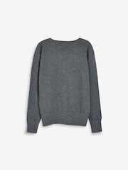 Grey Cotton Rich School V-Neck Cardigan (3-16yrs) - Image 6 of 8