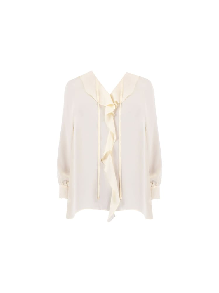 Live Unlimited White Curve Petite Ruffle Front Blouse - Image 4 of 4
