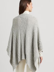 Lauren Ralph Lauren Grey Cable Knit Mockneck Poncho - Image 2 of 8
