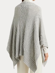 Lauren Ralph Lauren Grey Cable Knit Mockneck Poncho - Image 6 of 8
