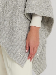 Lauren Ralph Lauren Grey Cable Knit Mockneck Poncho - Image 7 of 8